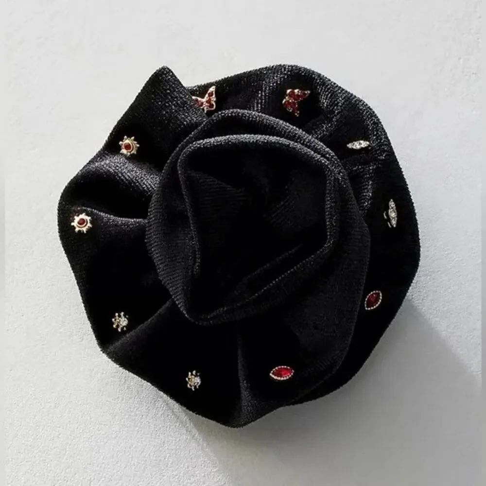 Free People Rosette Stud Pack Velvet Rose Brooch Earrings Set